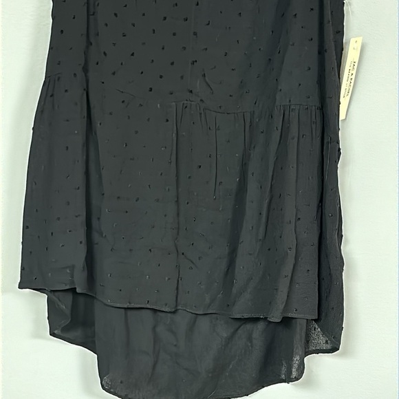 Zac & Rachel Black V neck sleeveless blouse size M black on black polka dots NWT - Picture 6 of 9